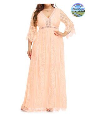 Boho Lace Maternity Wedding Dress Plus Size Long Formal Maxi